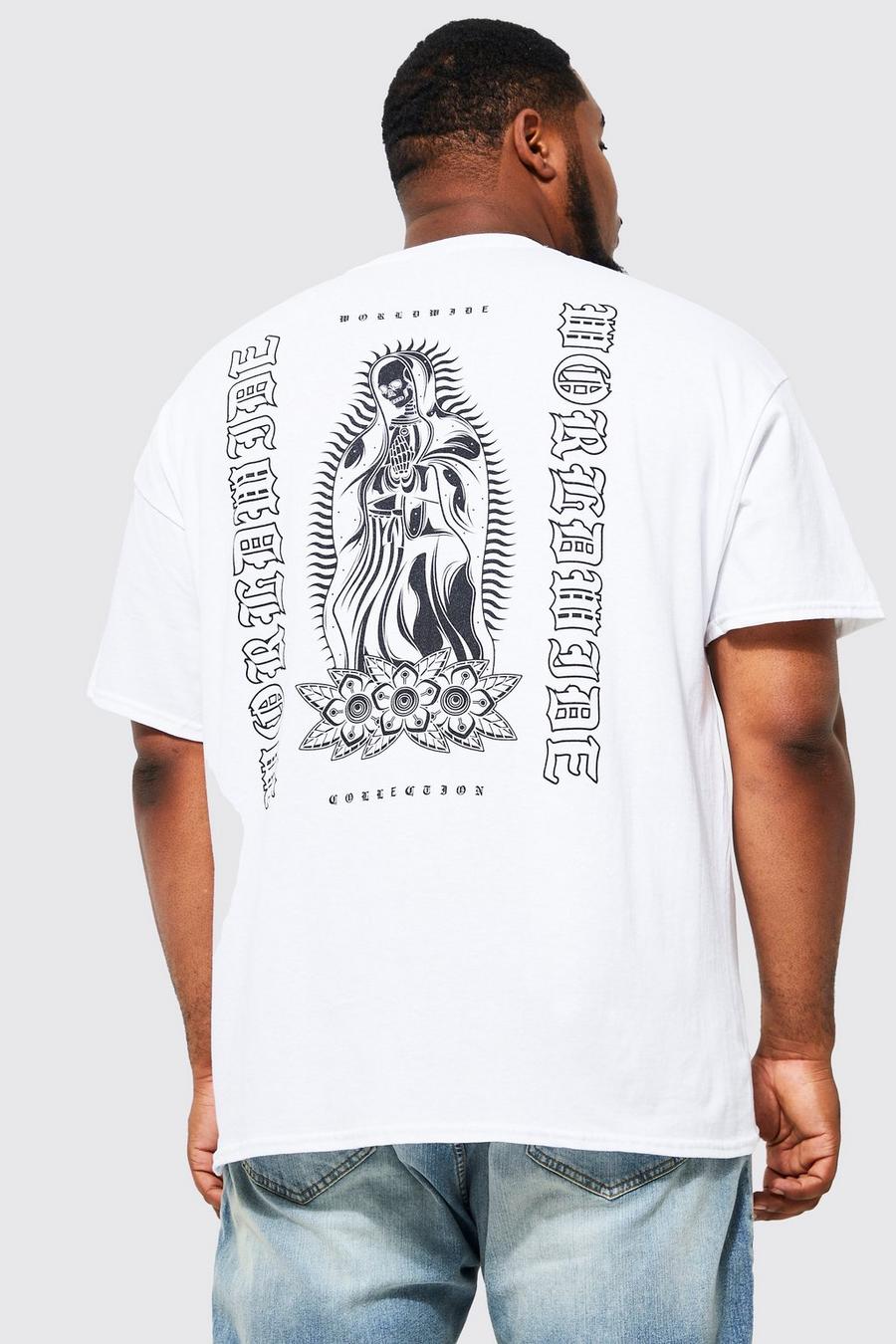 White Plus Gothic Statue Print T-shirt
