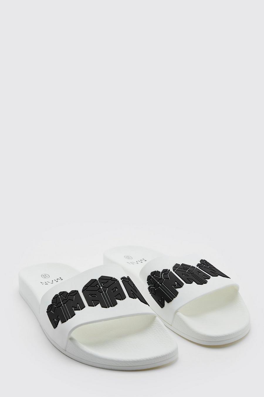 Sandalias con letras MAN en 3D, White bianco