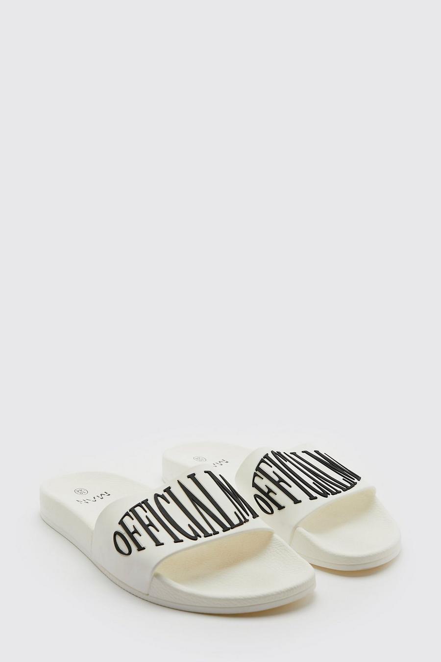 White blanc Official Man Slippers Met Reliëf