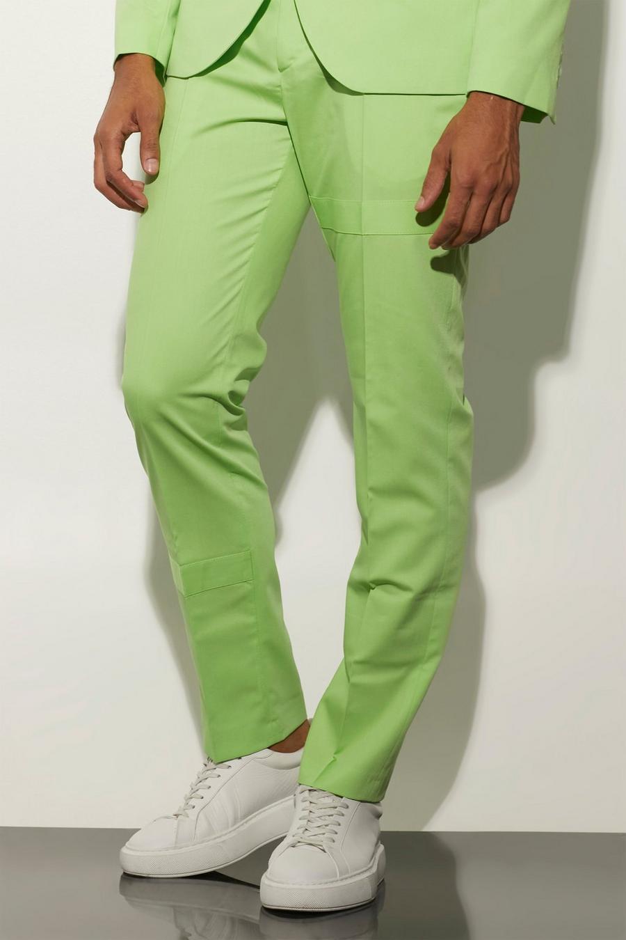 Pantalón de traje ajustado con arnés, Lime green