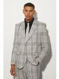 Grey Oversized Boxy Check Contrast Stitch Jacket