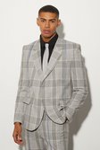 Grey Oversized Boxy Check Contrast Stitch Jacket