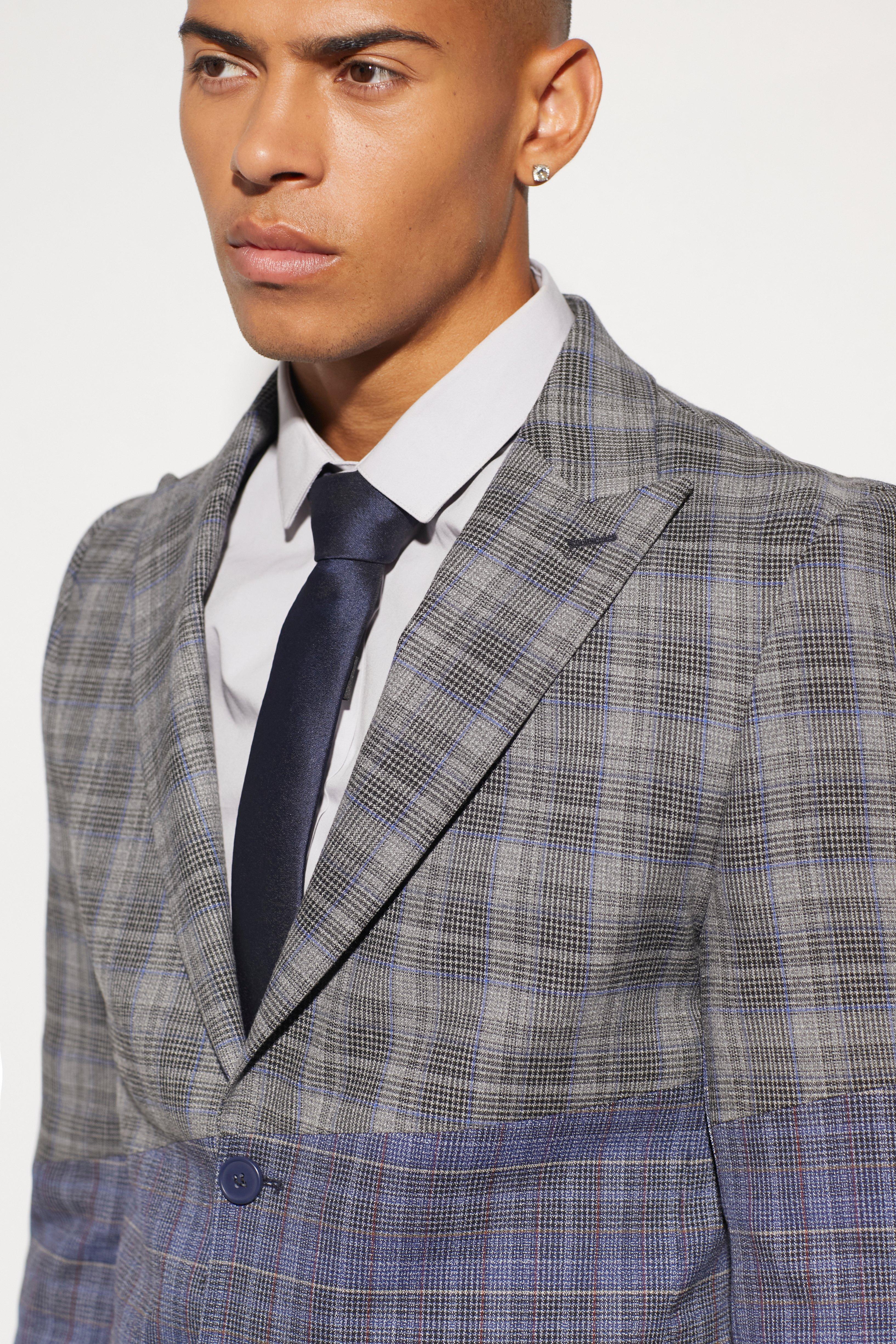 Grey check suit on sale jacket