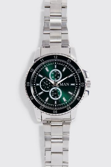 Man Roman Chronograph Style Watch silver