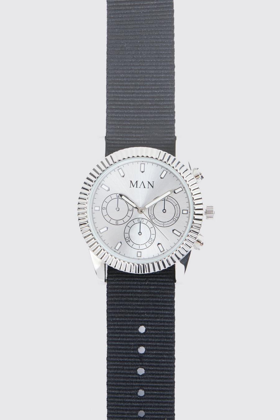 Reloj estilo cronógrafo con letras MAN, Black image number 1
