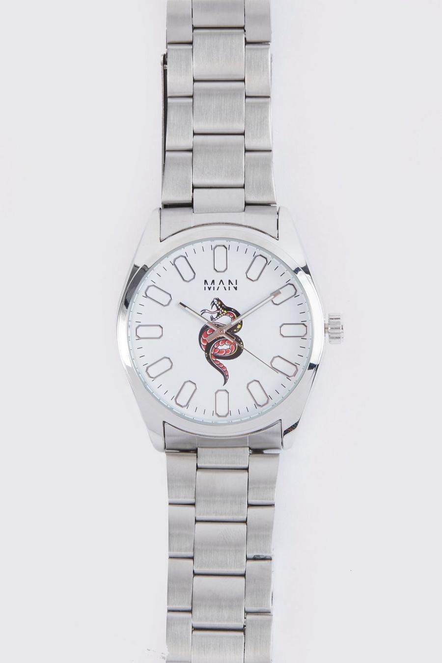 Silver argent Man Snake Classic Watch