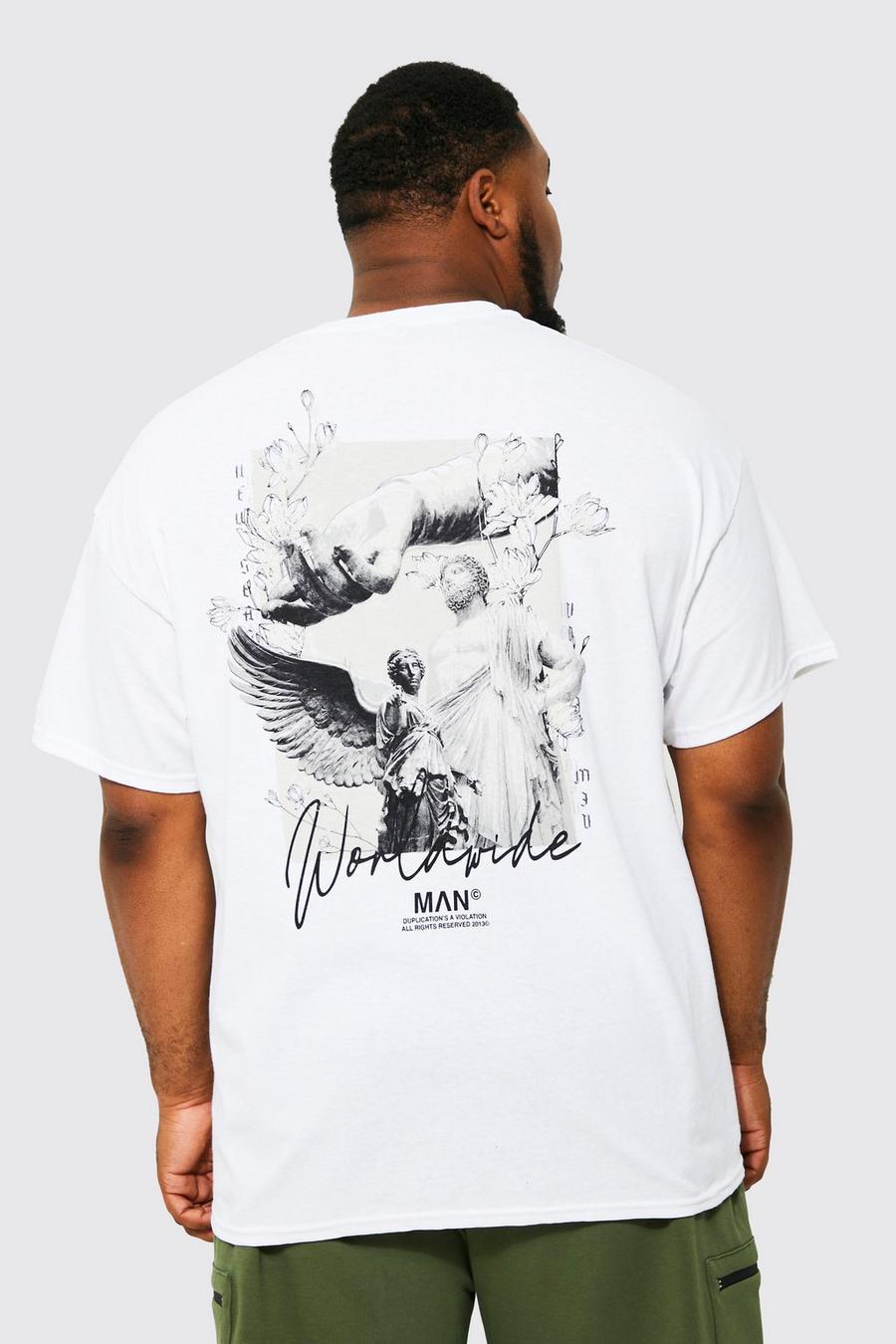 Plus T-Shirt mit Print, White image number 1