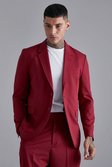 Burgundy Relaxed Fit Single Breasted Suit Jacket