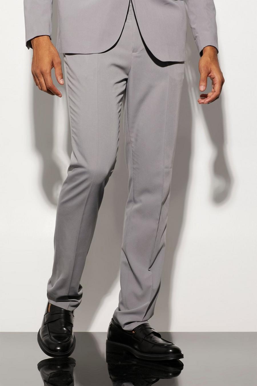 Grey grå Straight Fit Suit Trousers image number 1