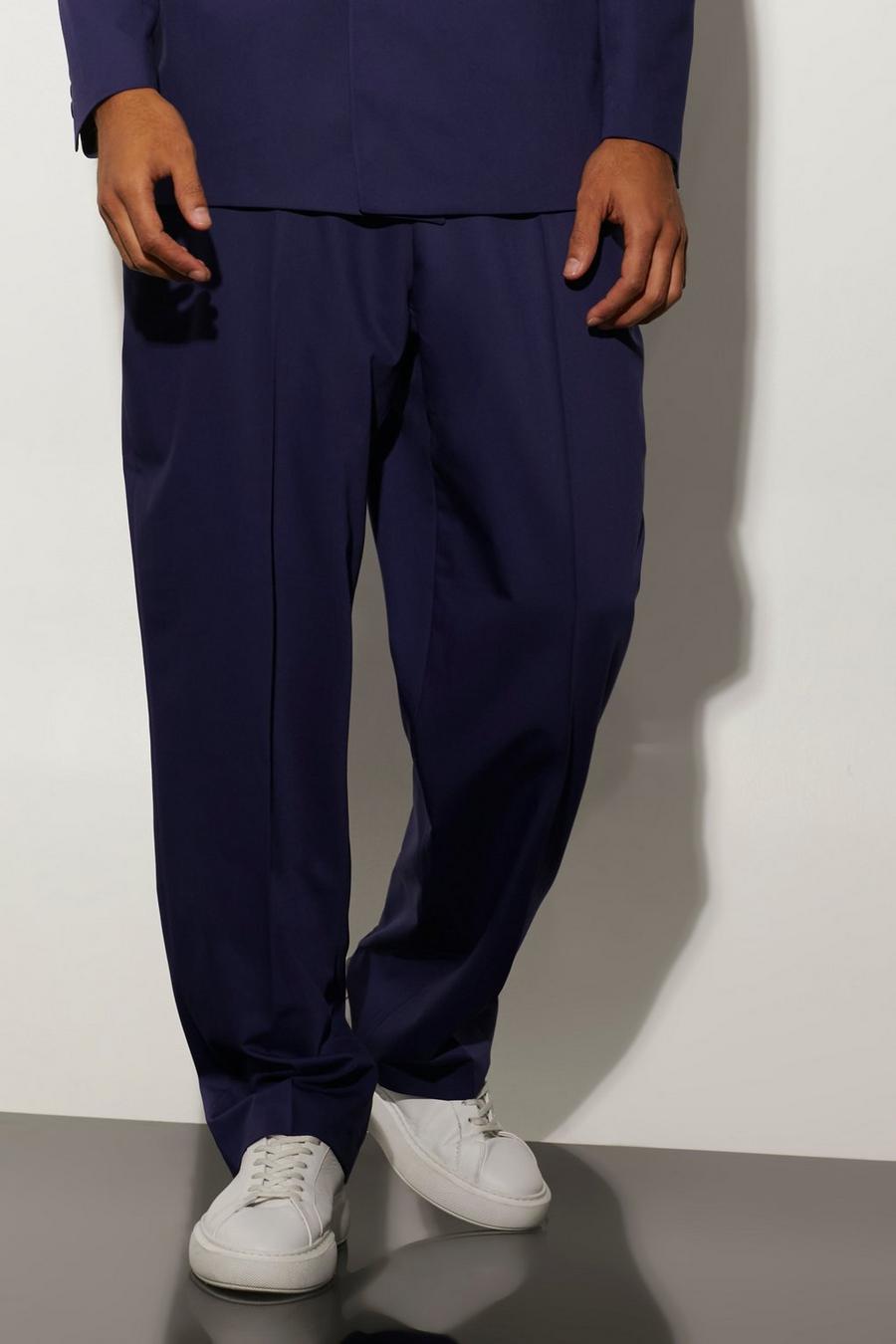 Navy Relaxed Fit Suit Trousers image number 1