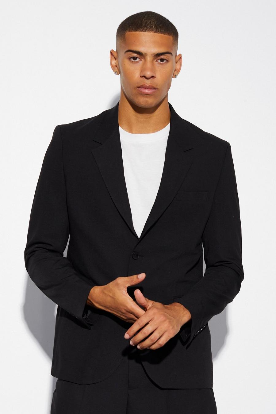 Black svart Oversized Boxy Single Breasted Suit Jacket image number 1