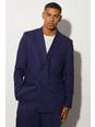 Navy Relaxed Fit Double Breasted Suit Jacket