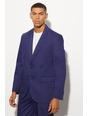 Navy Relaxed Fit Single Breasted Suit Jacket