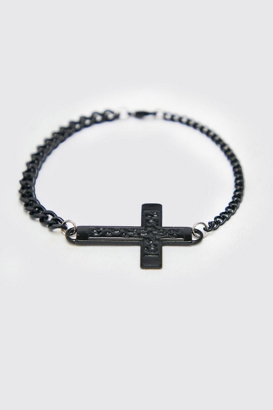 Black svart Cross Chain Bracelet image number 1