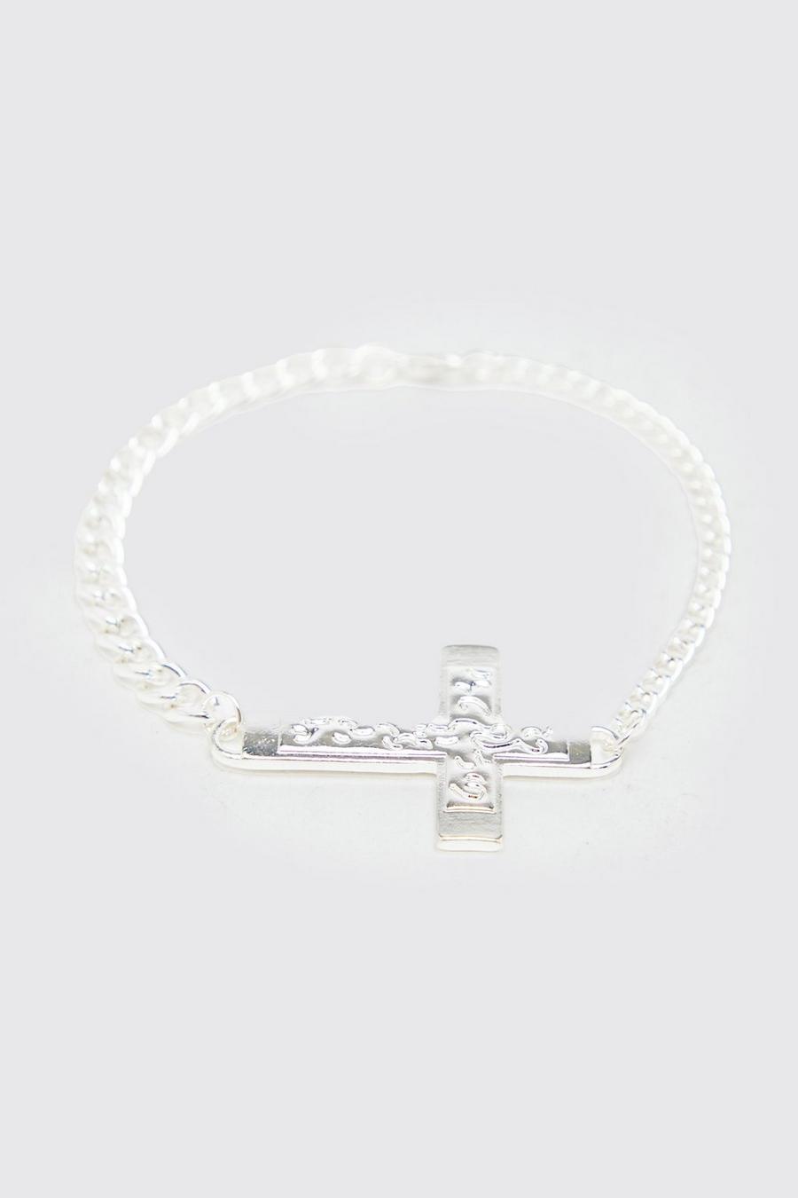 Silver Cross Chain Bracelet image number 1