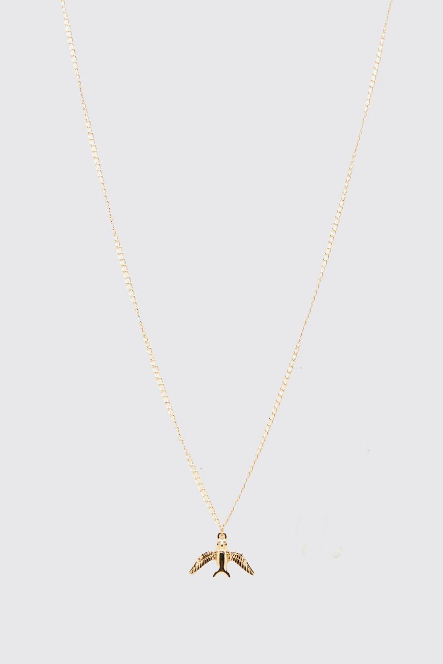 Gold metallic Bird Pendant Necklace image number 1