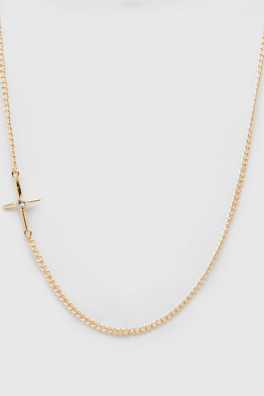 Gold metallic Cross Chain Necklace