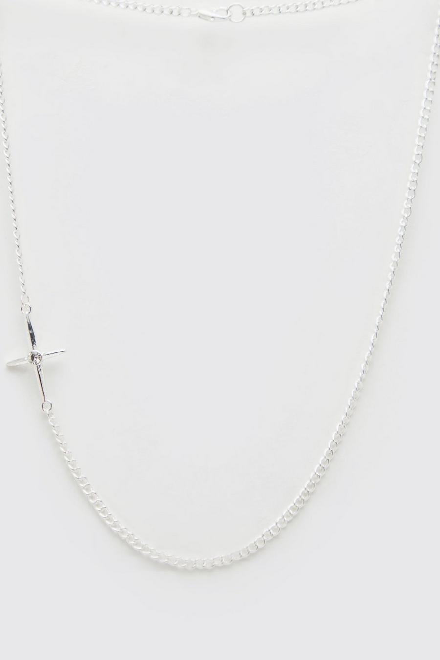 Silver Cross Chain Necklace image number 1
