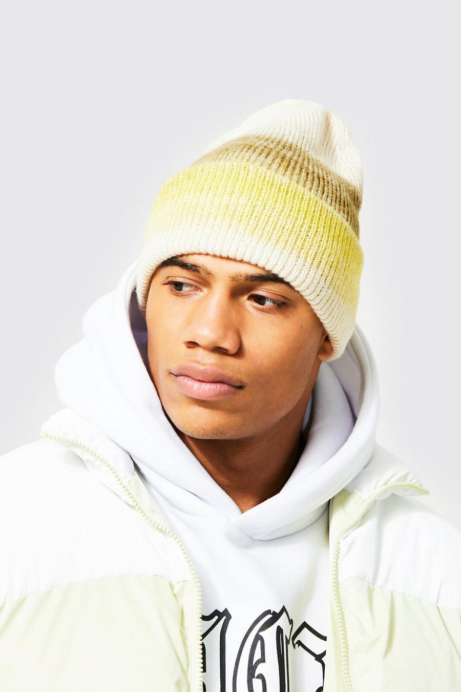 Yellow jaune Ombre Knit Beanie image number 1