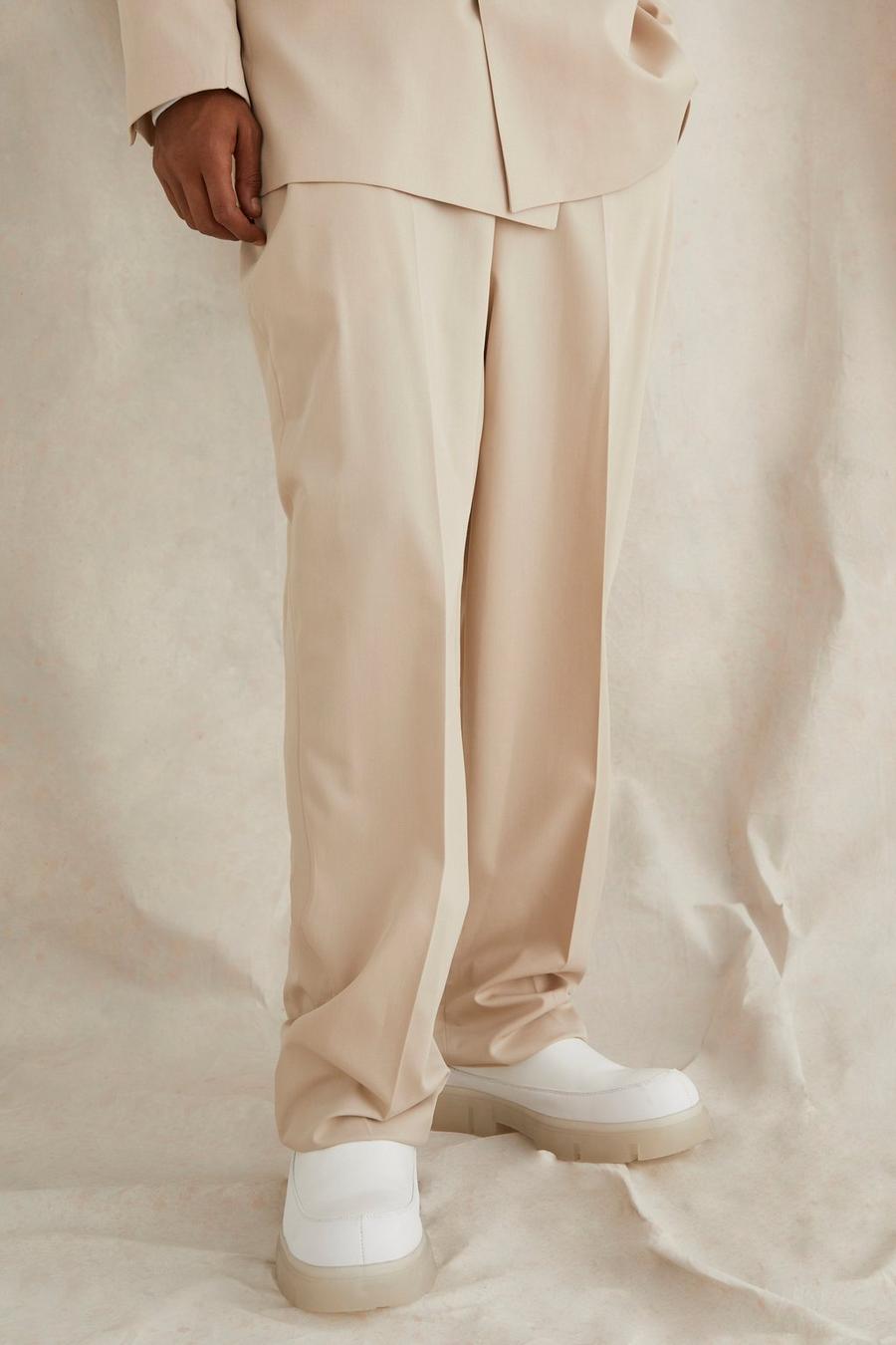 Stone Relaxed Fit Tailored Trouser image number 1