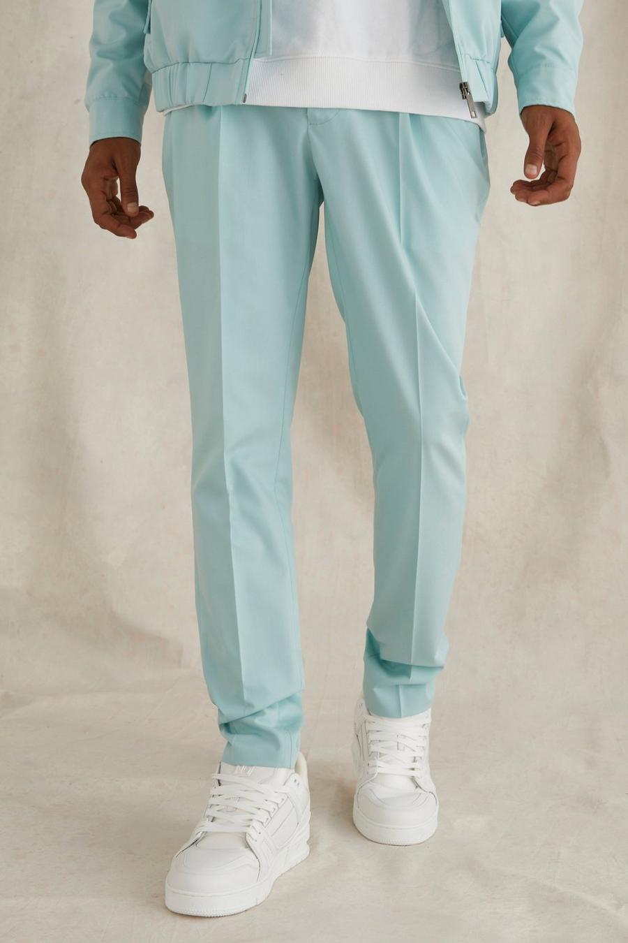 Blue Skinny Fit Pleated Trouser image number 1