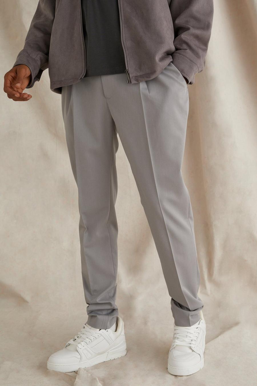 Grey grå Plisserade byxor i skinny fit
