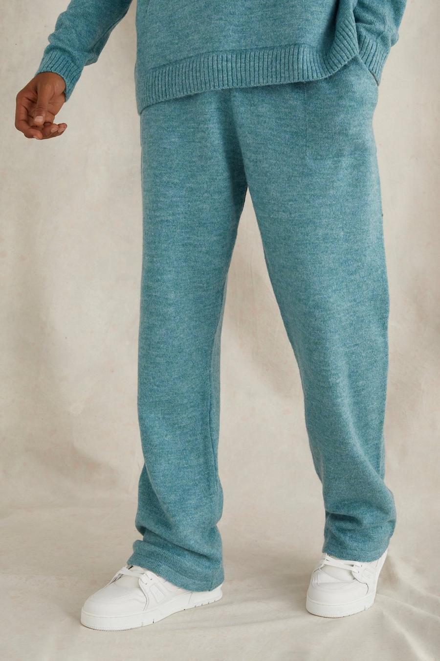 Blue Relaxed Fit Brushed Knitted Jogger image number 1