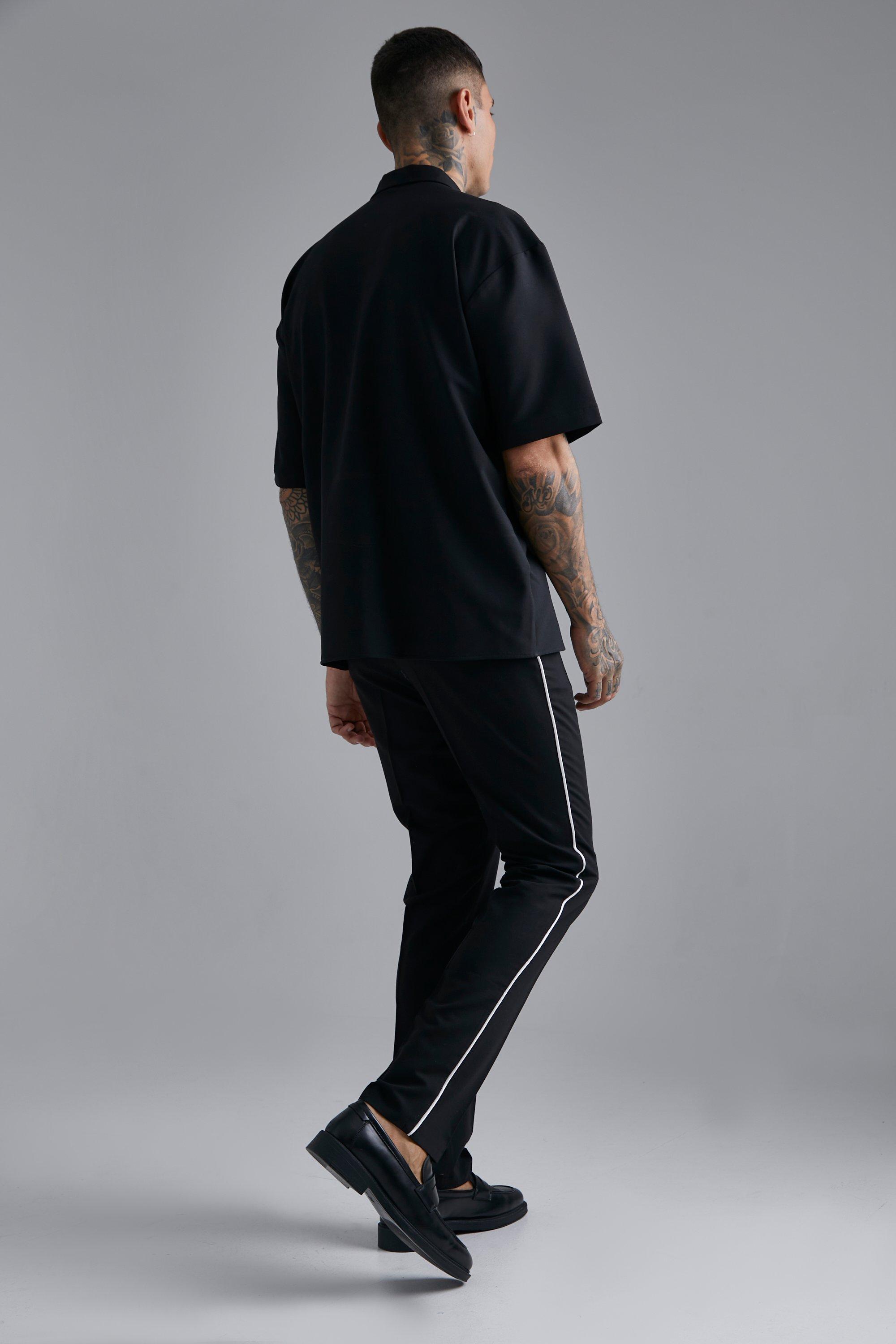 Straight Leg Trouser With Piping | boohoo