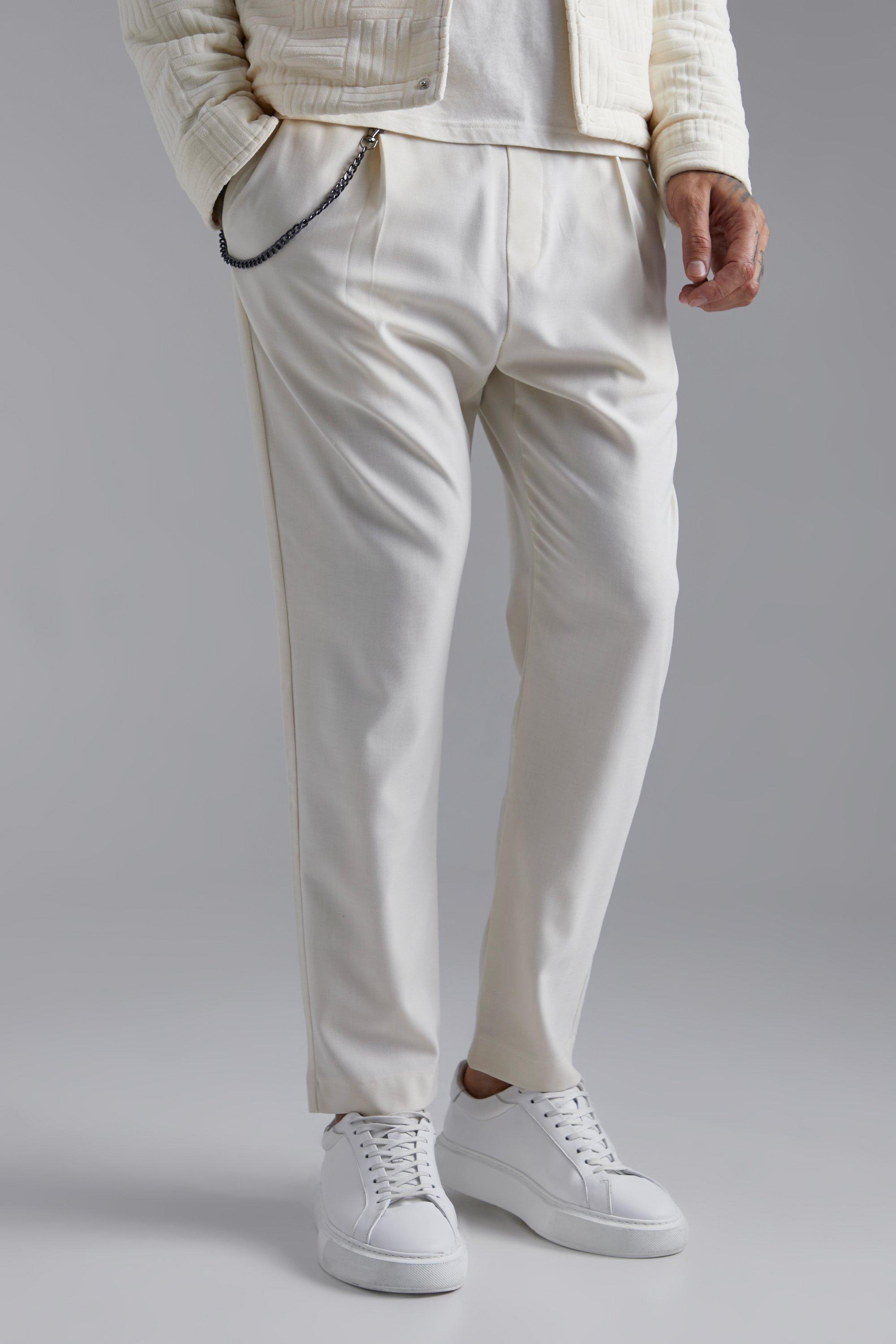 Antique White Organically Grown Cotton Blend Pull-On Tapered Pintuck Pant -  Pants