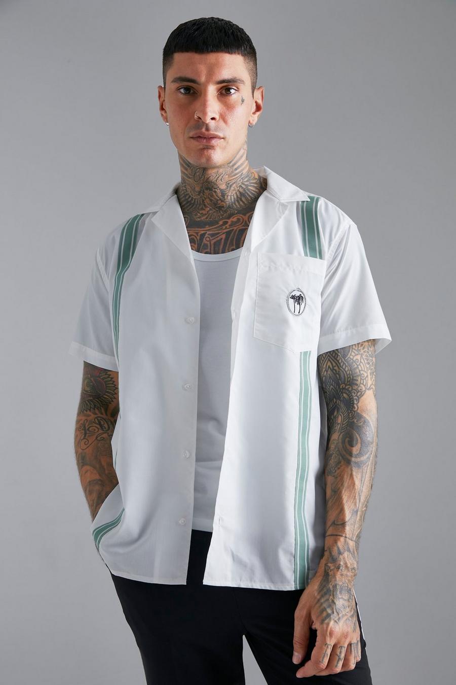 Ecru white Oversize bomullsskjorta med brodyr