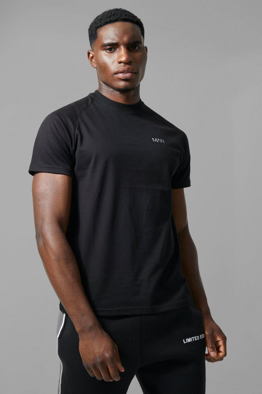 Black Man Active Raglan Fitness T-Shirt