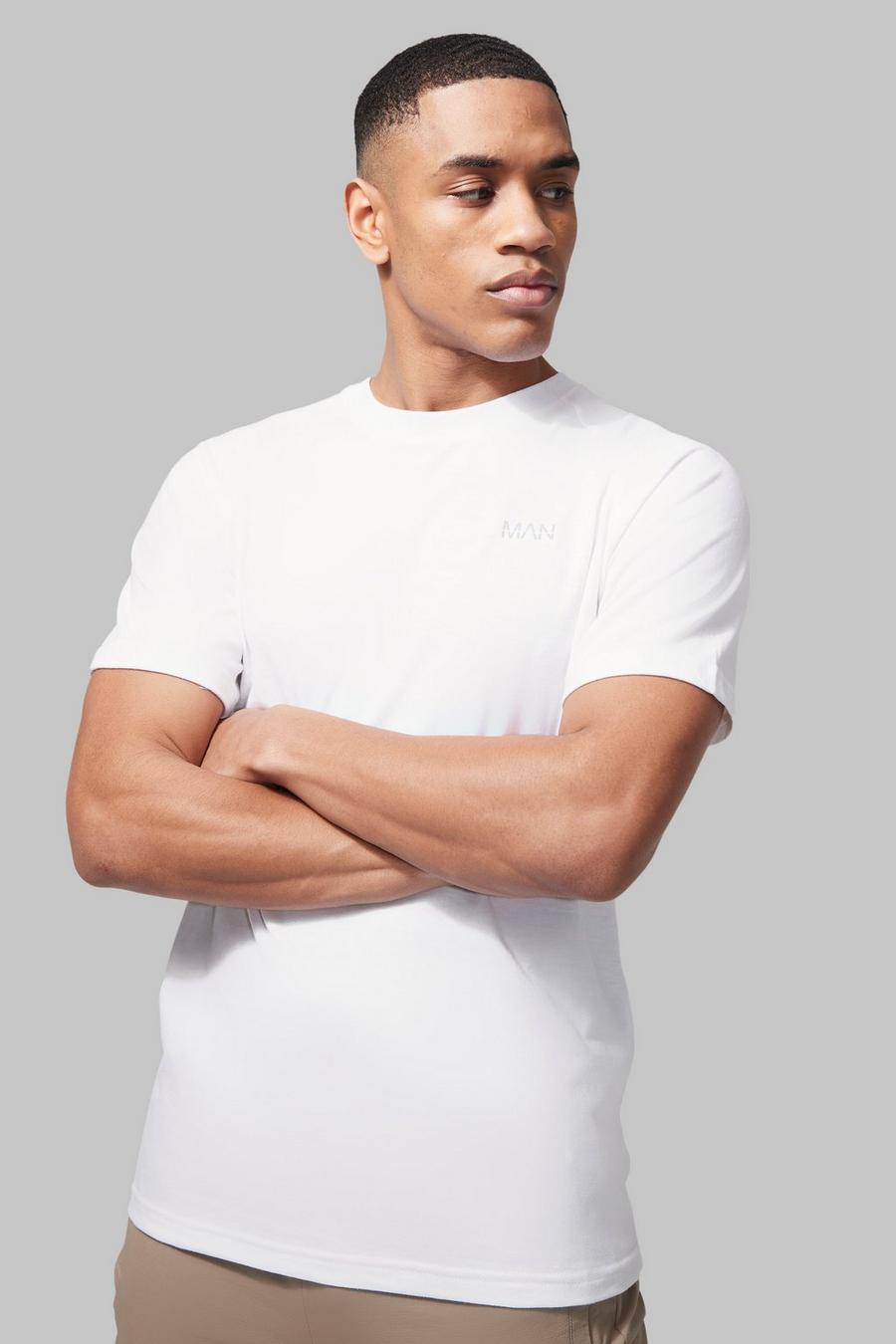 White vit MAN Active T-shirt med raglanärm