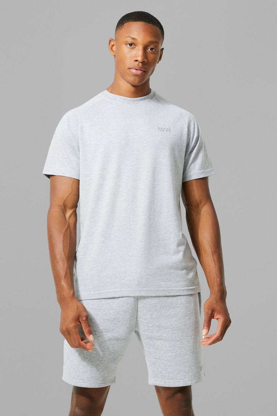 Man Active Raglan T-Shirt, Grey marl grau