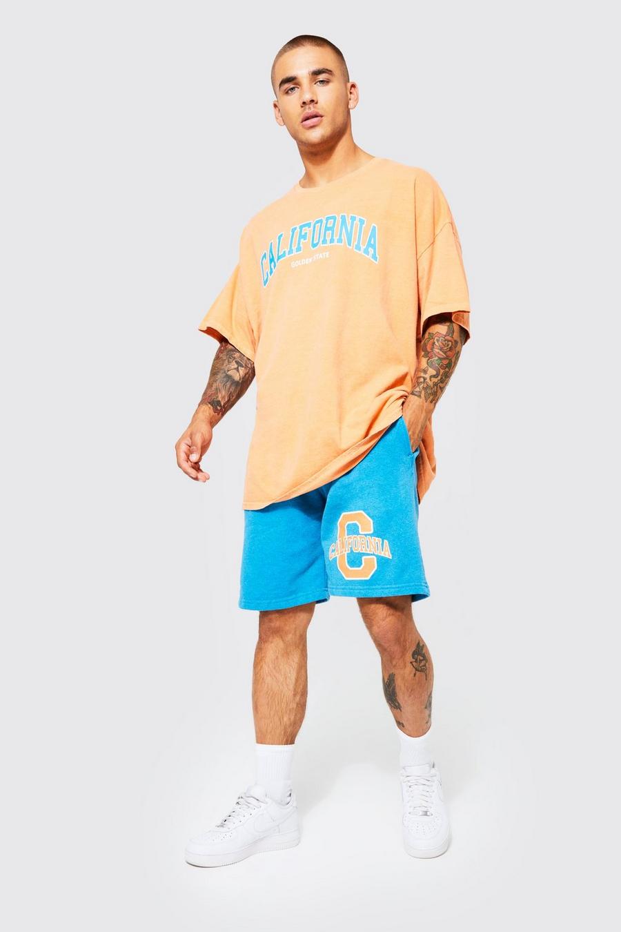 Orange Oversized California T-shirt And Short Set