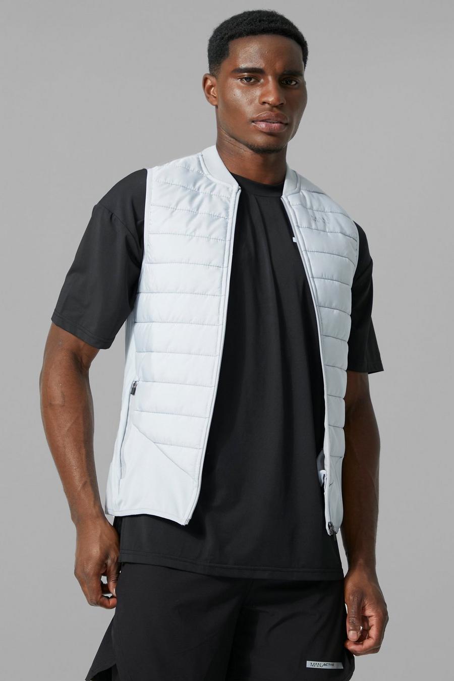 Ice grey Man Active Quilted Zip Through Body Warmer image number 1
