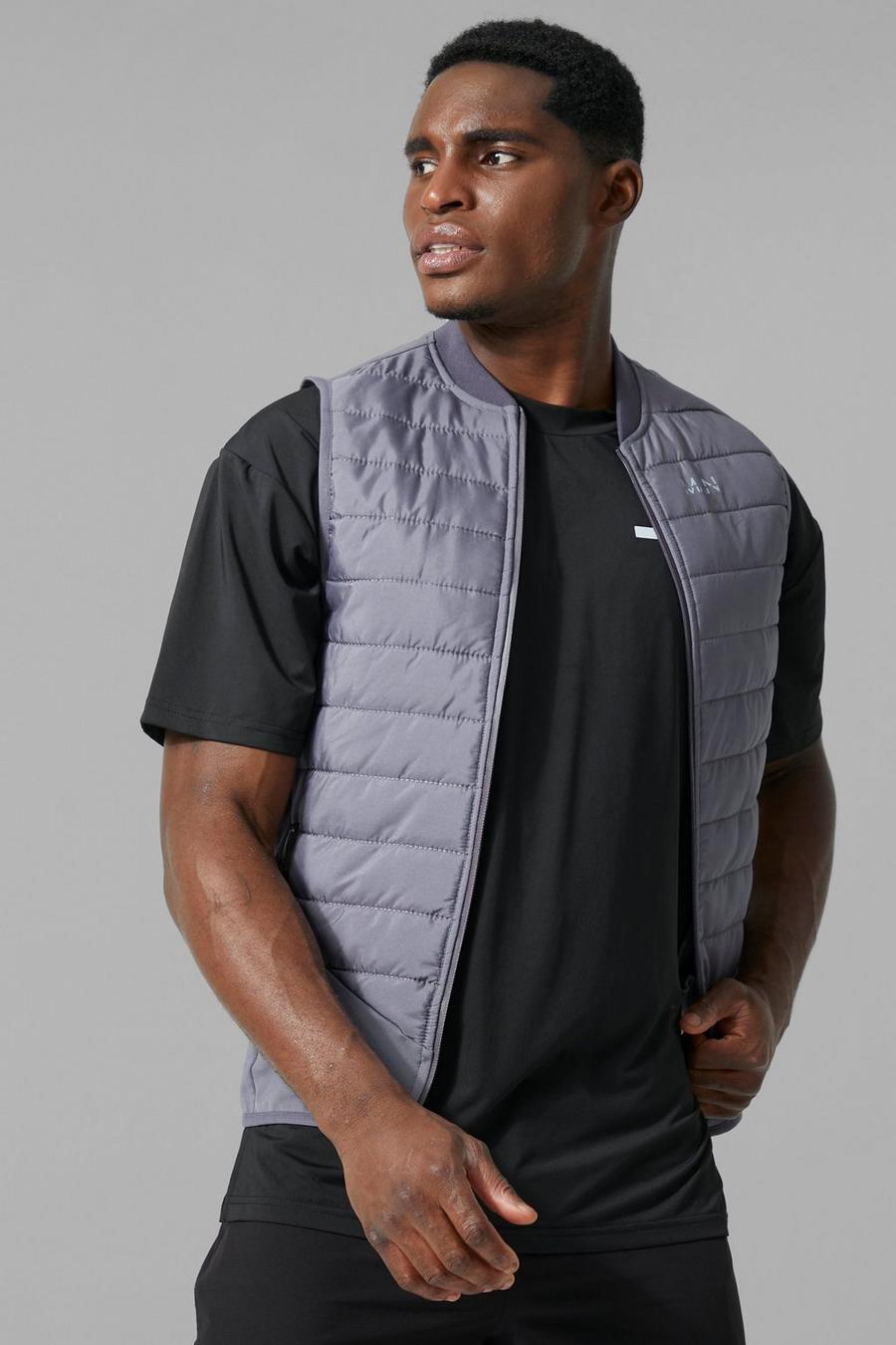 Charcoal Man Active Quilted Zip Through Body Warmer image number 1