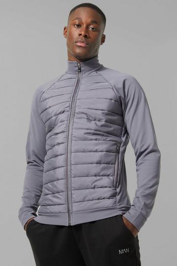 Man Active Quilted Zip Through Jacket charcoal
