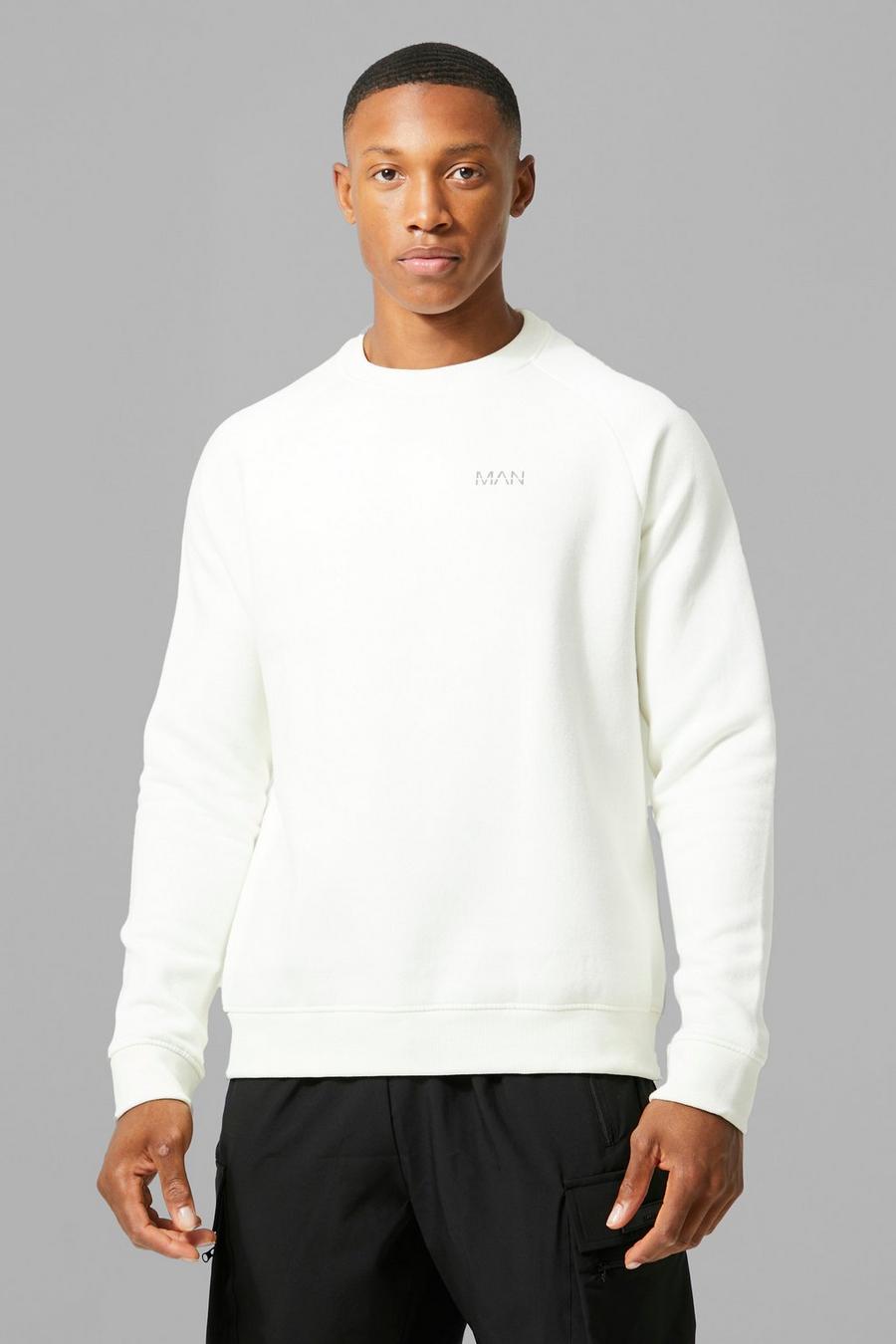 Ecru white Man Active Gym Basic Sweatshirt