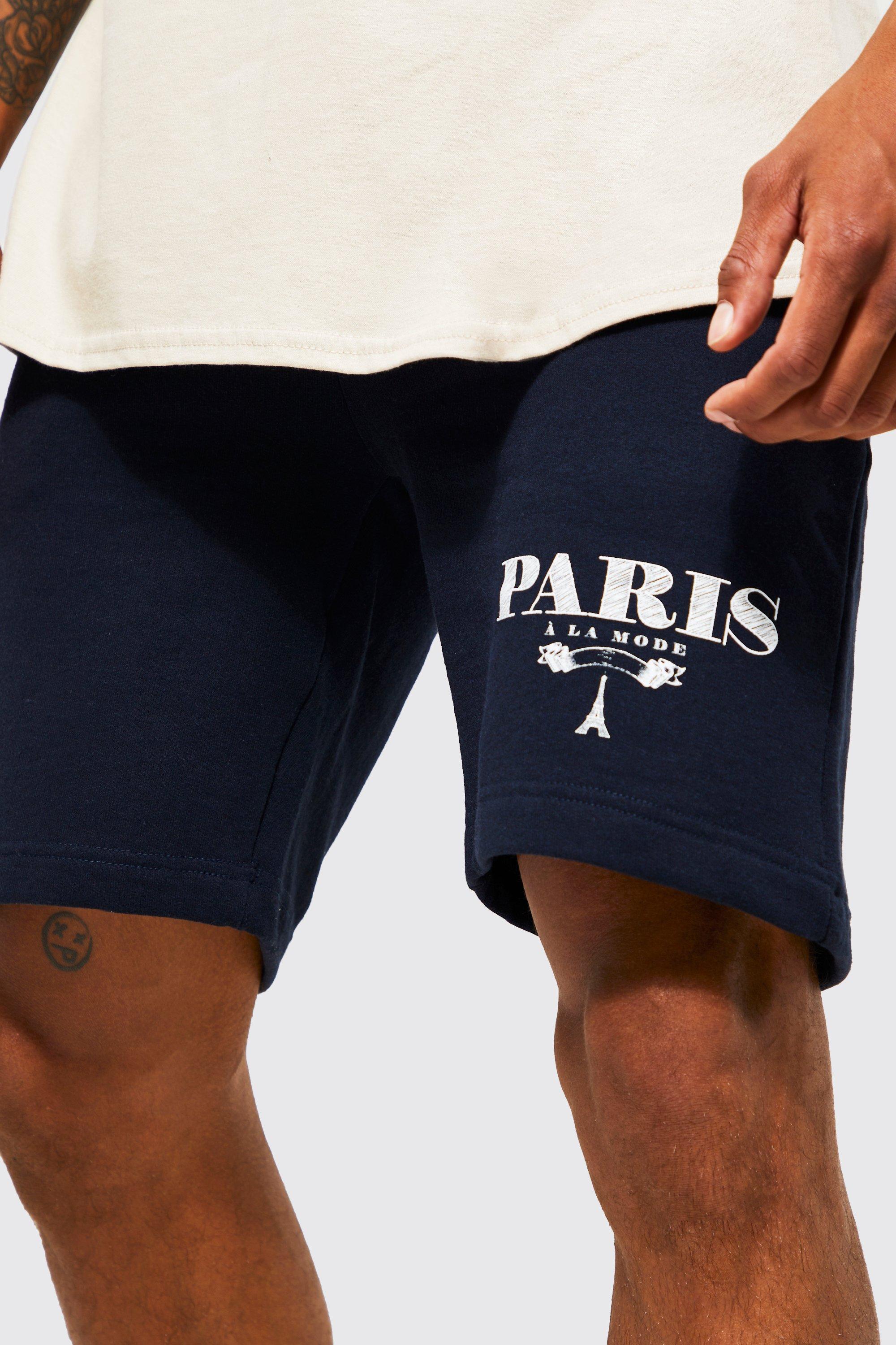 Boohoo Women Clothing Underwear Shapewear L Mens Slim Fit Paris Text Jersey Shorts 