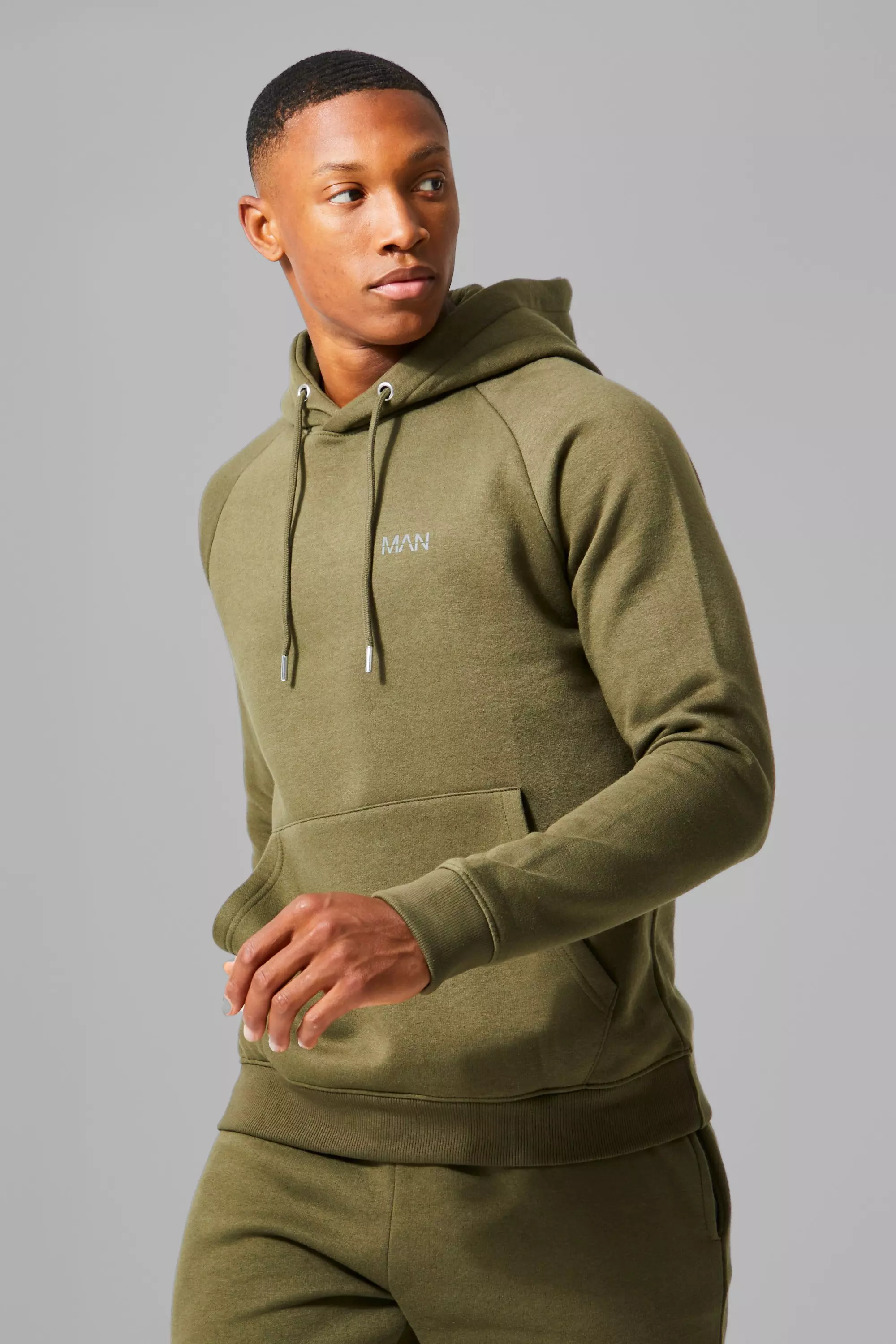 Khaki Man Active Gym Basic Hoodie alternative image