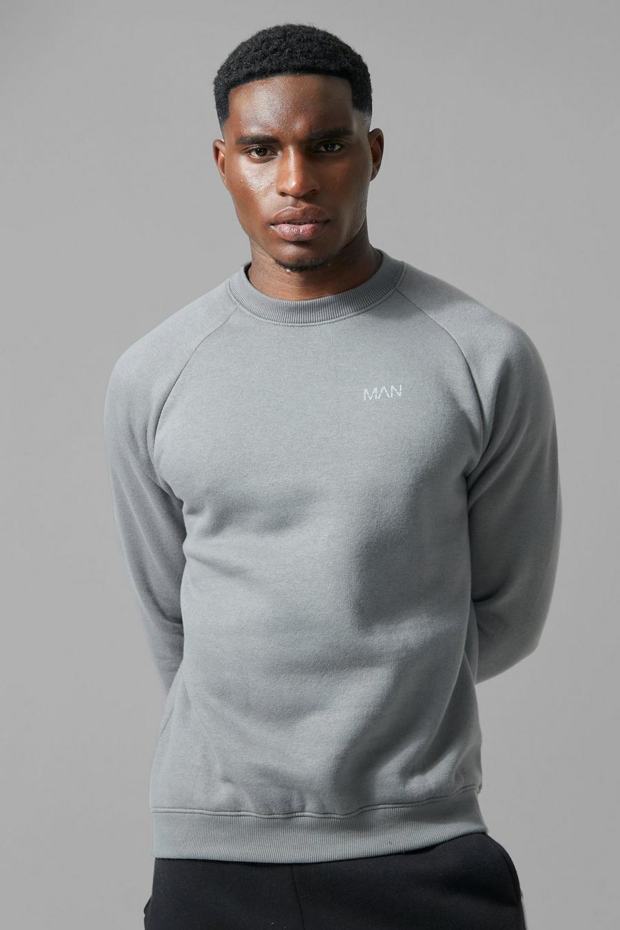 Charcoal grey Les Tien two-tone crewneck sweatshirt