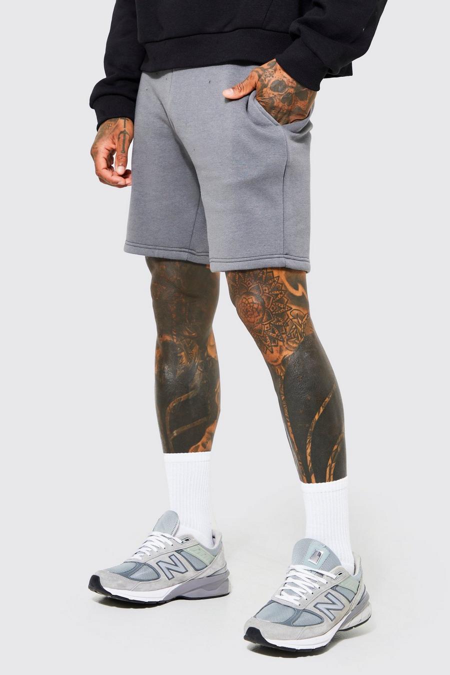 Charcoal grey Slim Mid Length Jersey Short