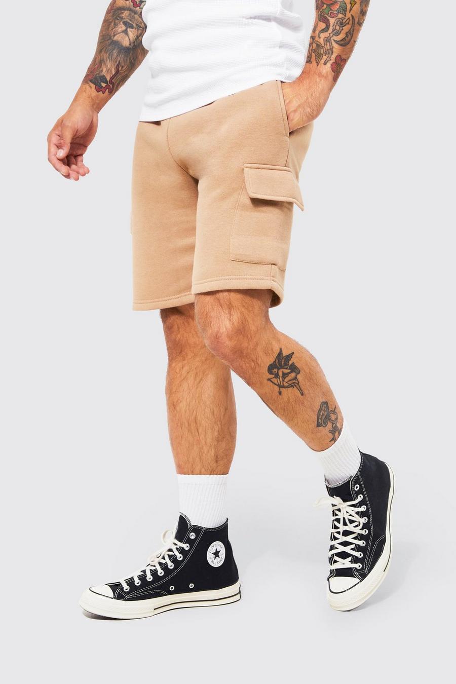 Taupe Slim Mid Cargo Jersey Short image number 1
