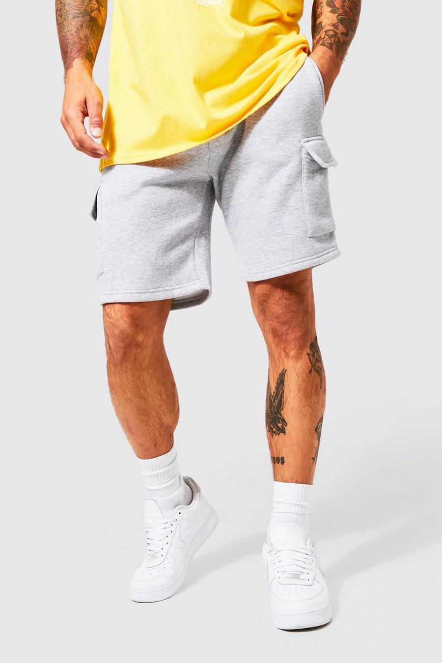 Grey marl Baggy Cargo Jersey Shorts image number 1