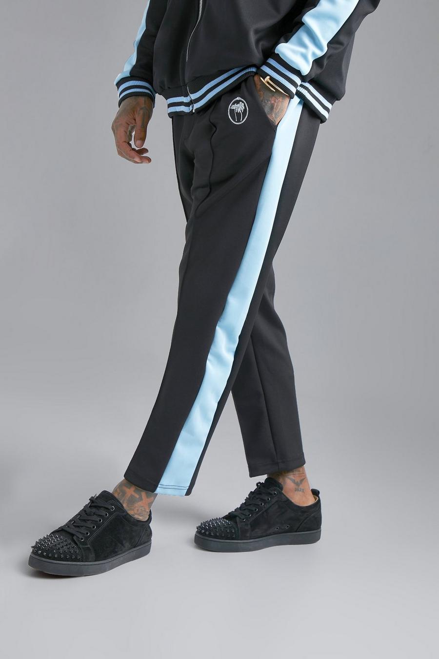 Black Scuba Side Panel Tapered Cropped Jogger  image number 1