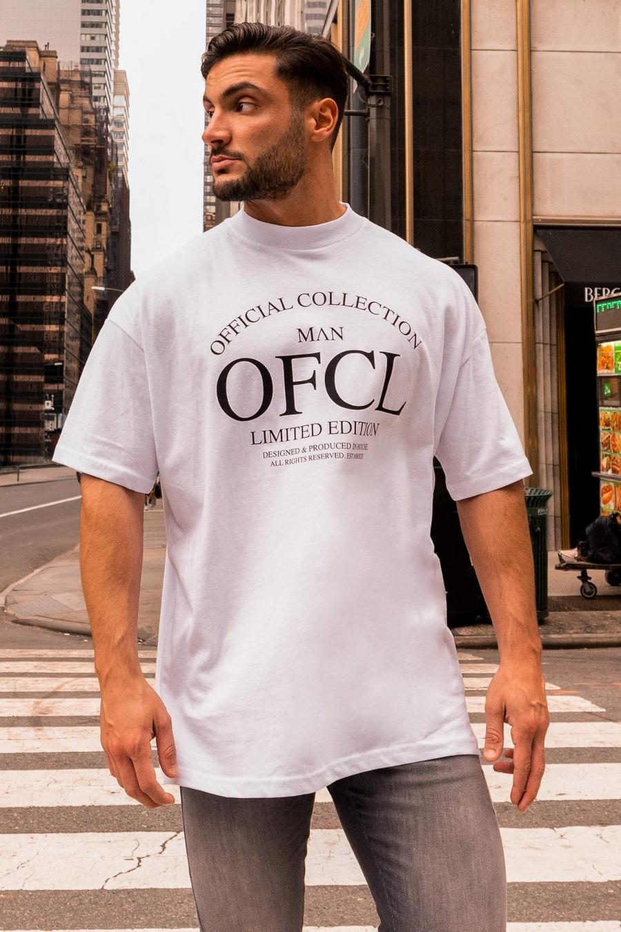 White Oversized Extended Neck Graphic T-shirt image number 1