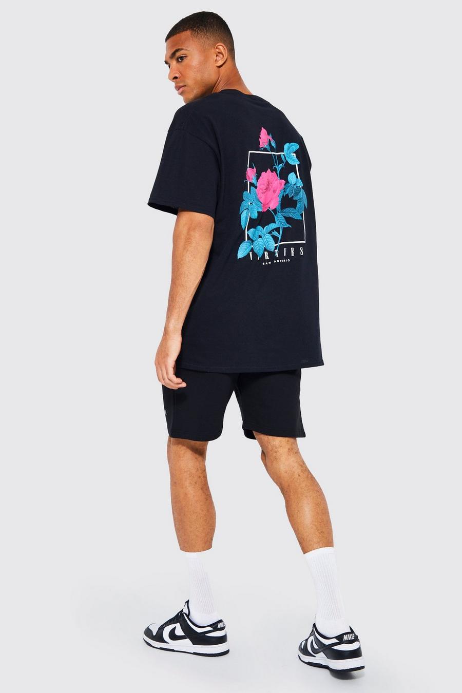 Oversize T-Shirt und Shorts mit Virtues Print, Black image number 1