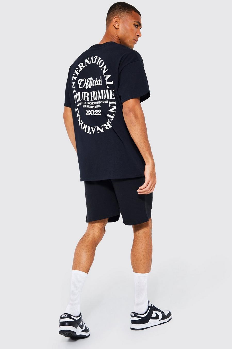 Oversize Pour Homme T-Shirt und Shorts, Black image number 1