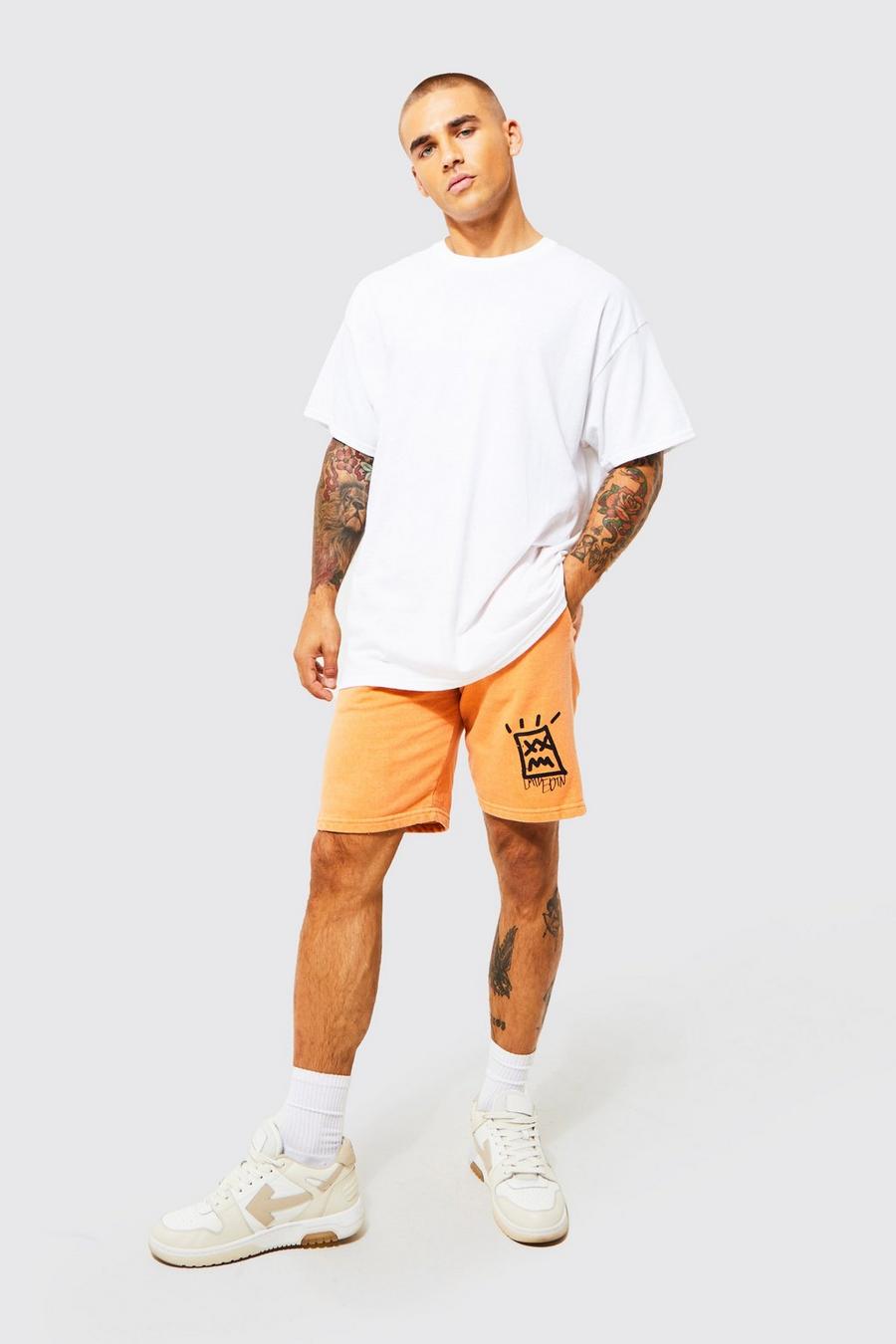 Orange Oversized Back Graphic T-shirt And Short Set
