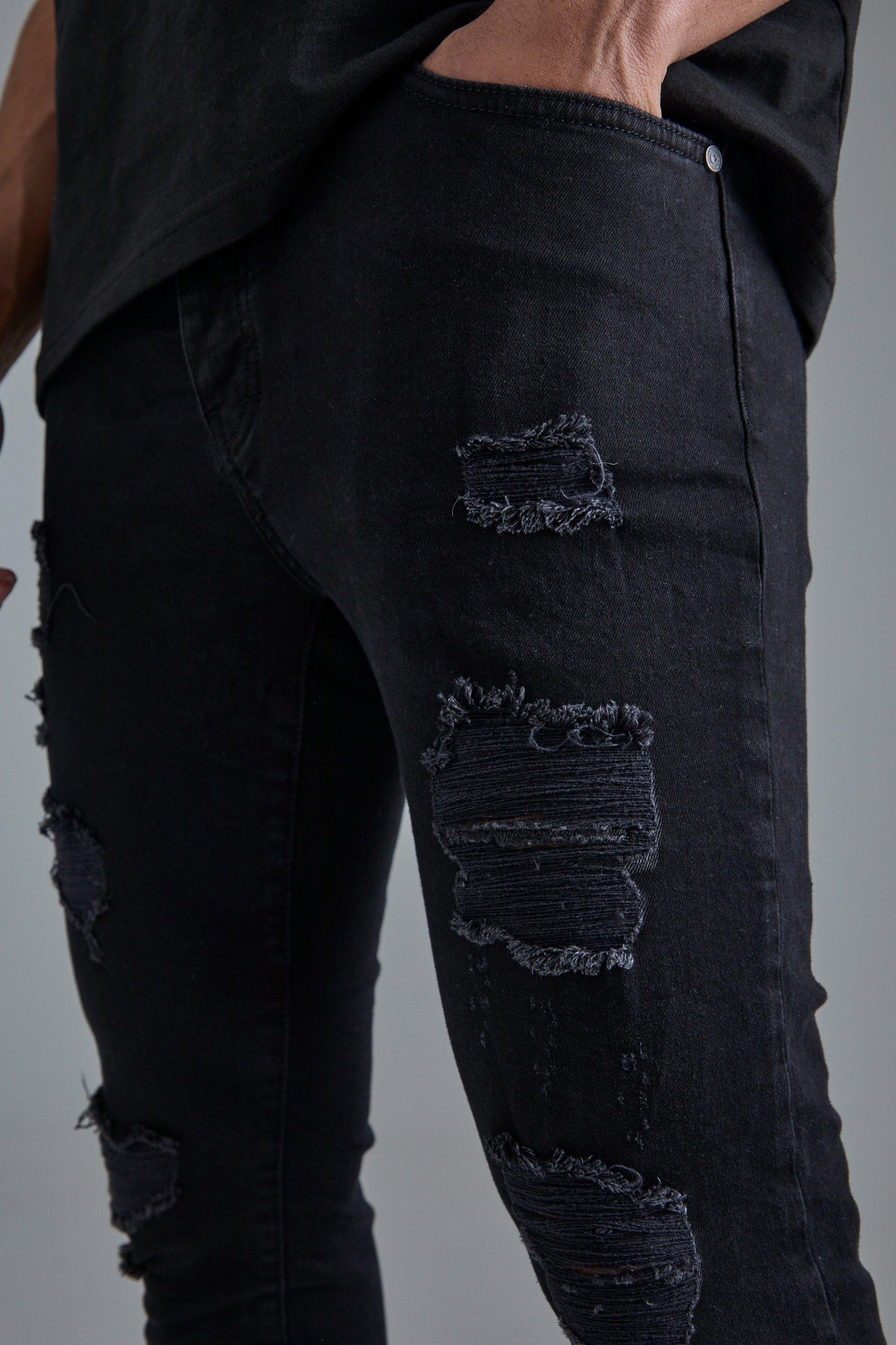 tvetydig lov kollision Men's Skinny Stretch All Over Rip Jeans | Boohoo UK